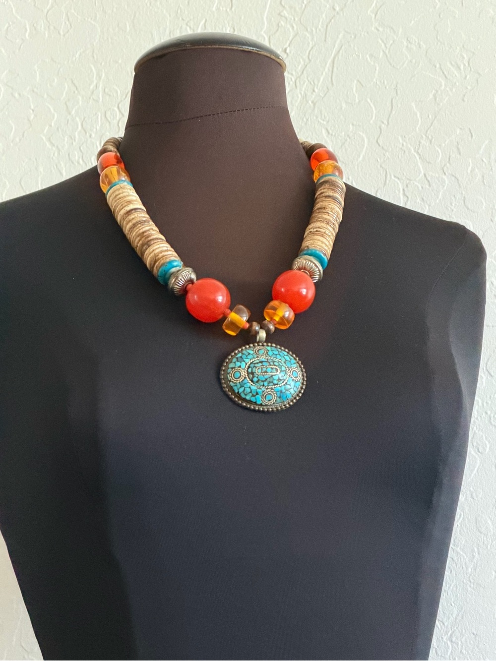 Vintage Boho Large Chunky Bead Necklace